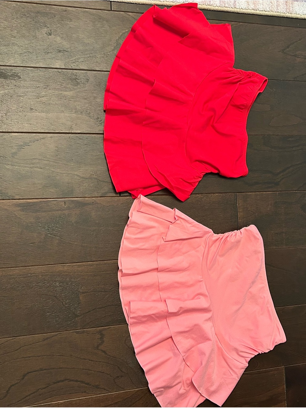 Set of Two Ruffled Skirts in Bright Red and Soft Pink